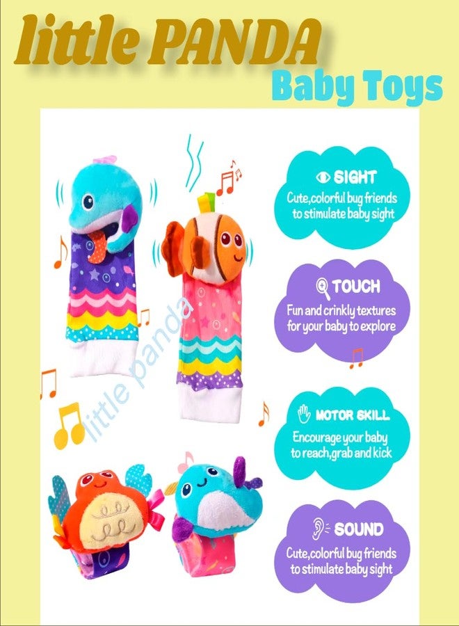 little PANDA Baby Wrist Rattle Socks Foot Finder Toy Hand Bracelet Rattle Newborn Soft Sensory Toys for Born Baby Shower Gifts 0-3 6-12 Months Infant Girl Boy, Whale Fish Toy - Image 5